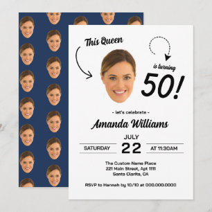 Funny Face Photo 50th Birthday Party Women Invitation