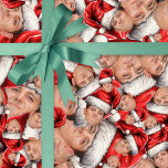 Funny Face Photo in Santa Hat Christmas Gift Wrap<br><div class="desc">Personalized Custom Face Photo Watercolor Santa Hat Christmas Wrapping Paper — This in your face, overlapping template allows for the upload of any tightly cropped face photograph png with the background removed (many mobile phone and ai applications available to make this easy as pie) and you can be wrapping gifts...</div>