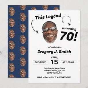 Funny Face Photo Men 70th Birthday Party Invitation