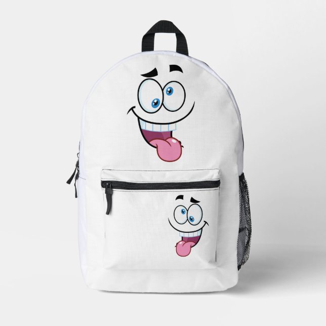 funny face printed backpack (Front)