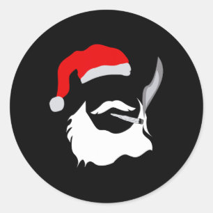 Funny Face Santa Clause Smoking Weed Christmas Classic Round Sticker