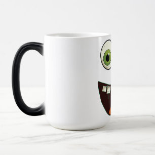 Funny Face with Green Googly Eyes Surprised Open M Magic Mug