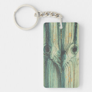 Funny Face, Wood Grain Keychain