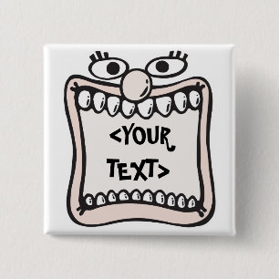 Funny Face, <YOUR TEXT> 2 Inch Square Button