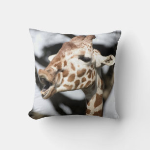 Funny faced reticulated giraffe, San Francisco Throw Pillow