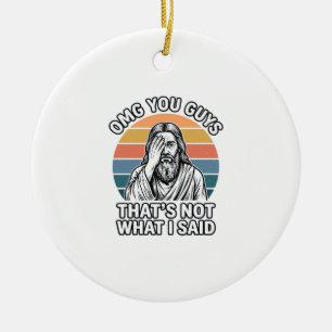 Funny Facepalm Retro Quote Vintage Engraving Shirt Ceramic Ornament