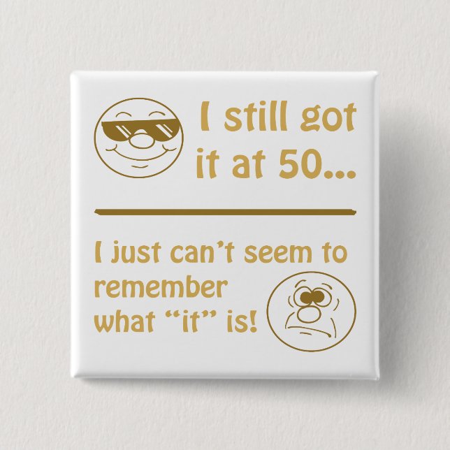 Funny Faces 50th Birthday Gag Gifts 2 Inch Square Button (Front)