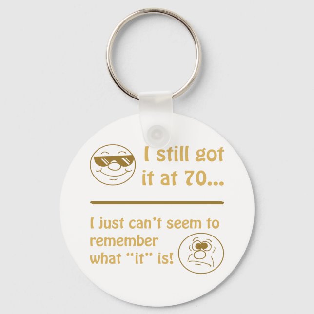 Funny Faces 70th Birthday Gag Gifts Keychain (Front)