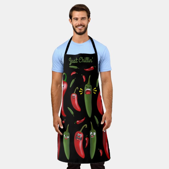 Funny faces chili chile peppers Mexican southwest Apron (Worn)