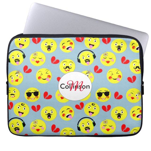 Funny Faces Emotional Cute Laptop Sleeve (Front)