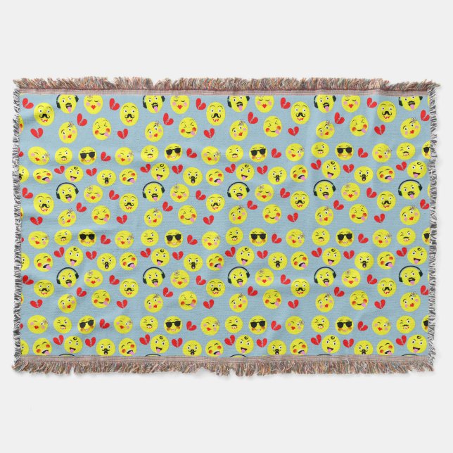 Funny Faces Emotional Cute Throw Blanket (Front)