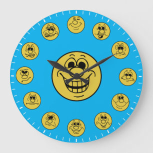 Funny Faces & Expressions in Yellow Emoji's Large Clock