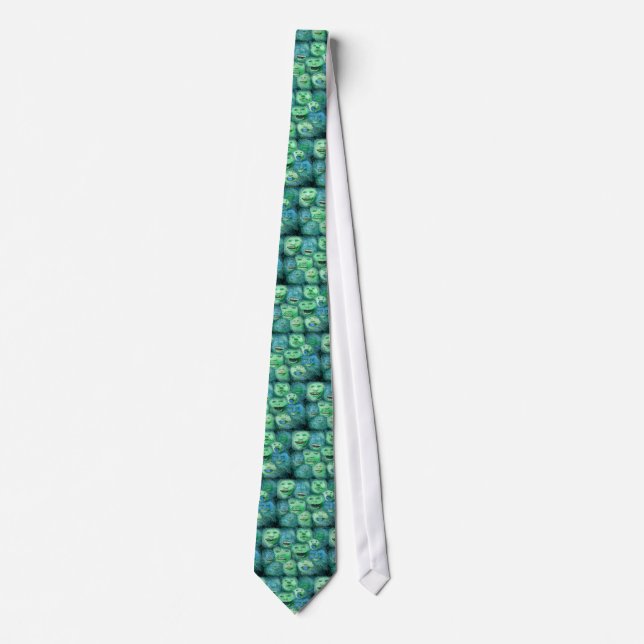 Funny Faces. Fun Cartoon Monsters. Green. Tie (Front)