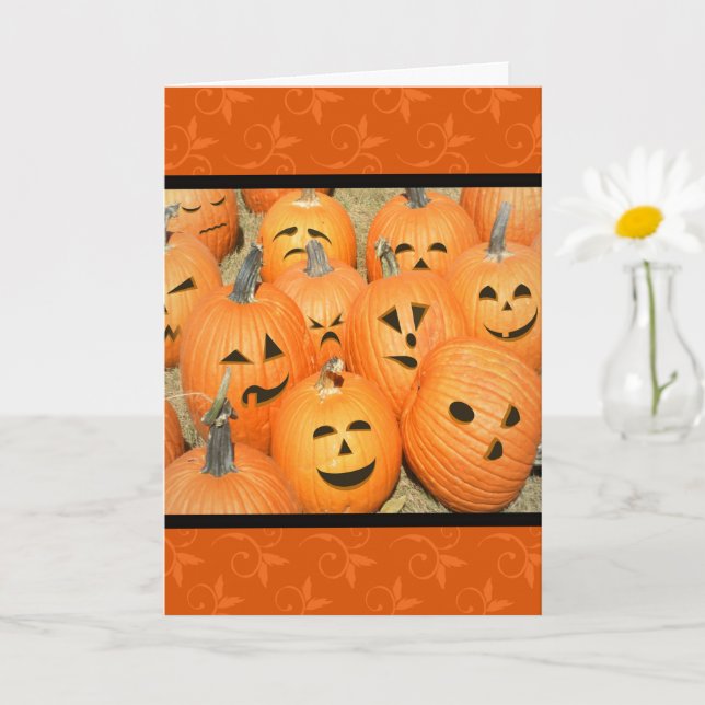 Funny Faces Pumpkin Patch Halloween Card (Small Plant)