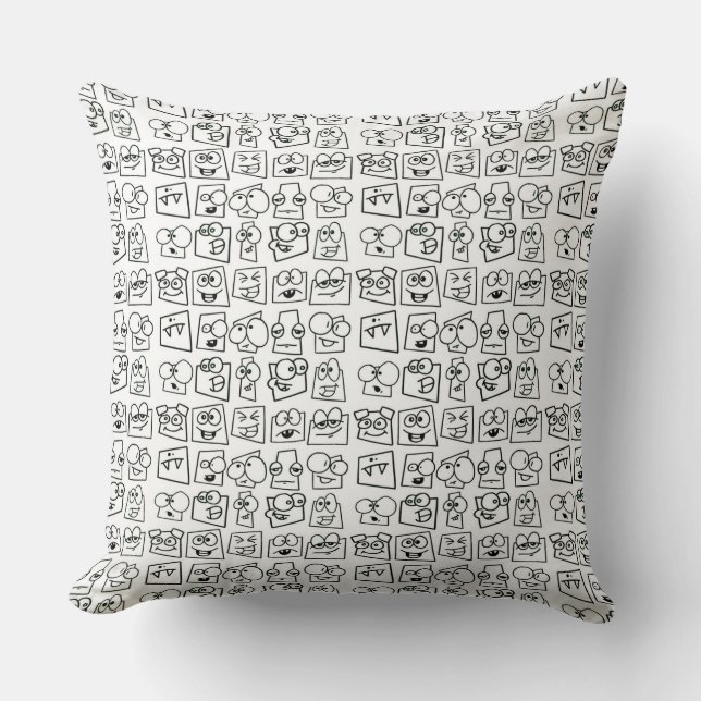 Funny Faces Throw Pillow (Front)