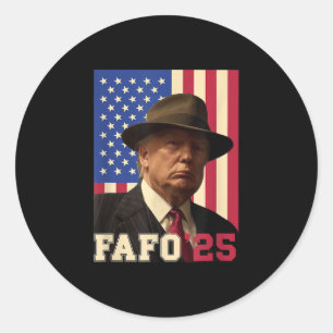 Funny Fafo Trump Photo Usa Flag Retro Vintage Classic Round Sticker