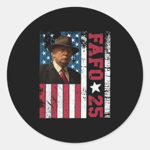 Funny Fafo Trump Photo Usa Flag Retro Vintage Prem Classic Round Sticker