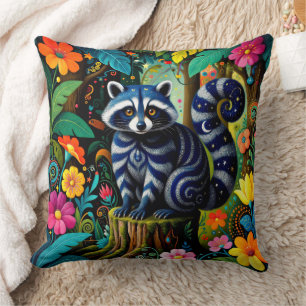 Funny Fairy Raccoon Animal Throw Pillow