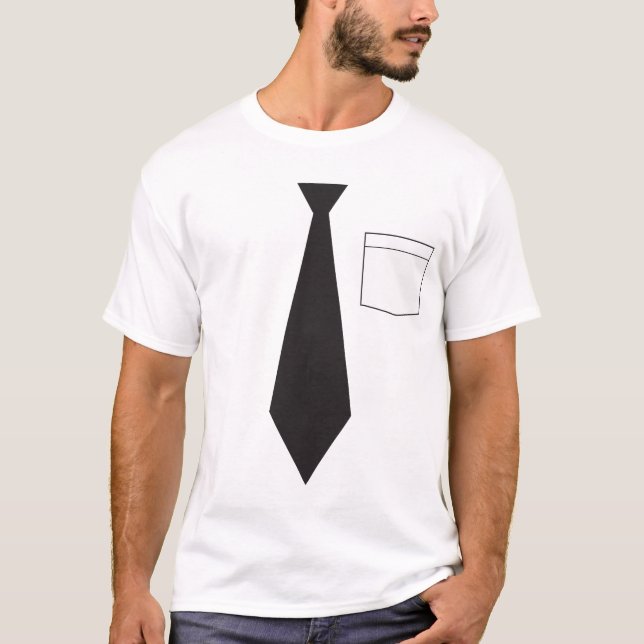 Funny Fake Black Necktie Shirt (Front)