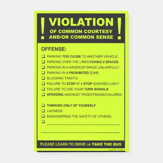 Funny Fake Parking Ticket Driving Citation Post It Notes Zazzle Ca