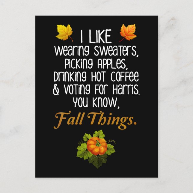 Funny Fall 2024 November Election Pro-Harris Postcard (Front)