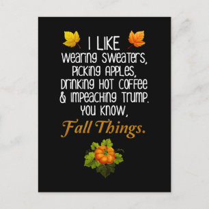 Funny Fall Autumn Political Anti-Trump Design Postcard