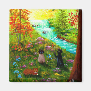 Funny Fall Cat Creationarts Magnet
