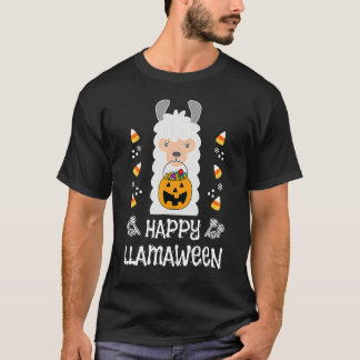 Funny Fall Halloween Cute Llama Alpaca Lover Happy T-Shirt