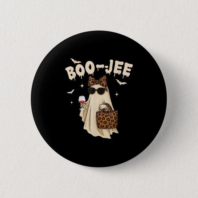 Funny Fall Halloween Ghost Boujee Boo Jee Soky Sea 2 Inch Round Button (Front)