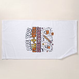 Funny Fall Halloween Teacher Ghost Directions Shir Beach Towel