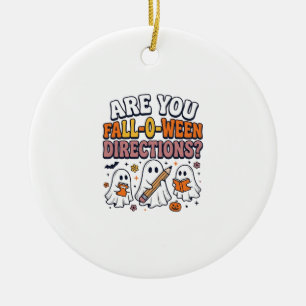 Funny Fall Halloween Teacher Ghost Directions Shir Ceramic Ornament