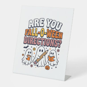 Funny Fall Halloween Teacher Ghost Directions Shir Pedestal Sign