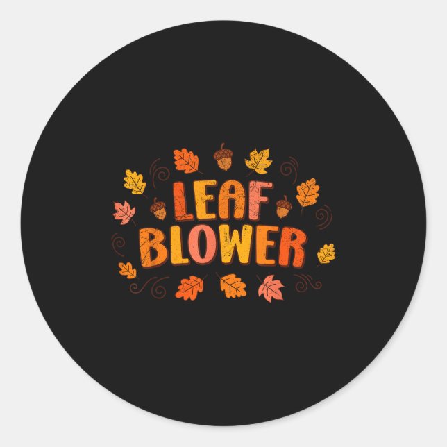 Funny Fall Leaf Blower Halloween Matching Couple A Classic Round Sticker (Front)