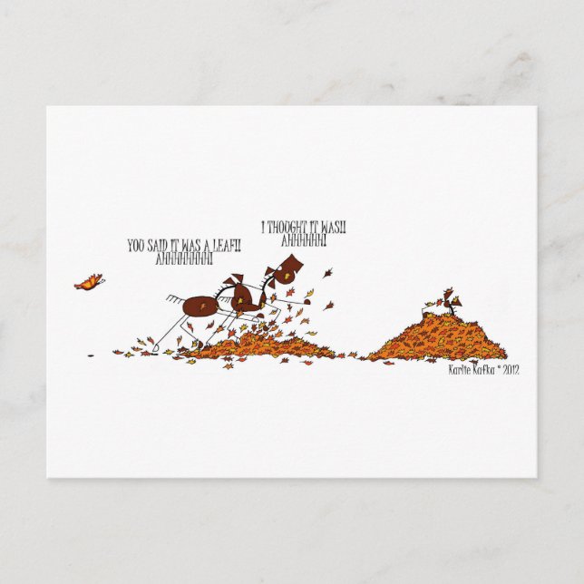 Funny Fall Season Horse & Butterfly Cartoon Postcard (Front)