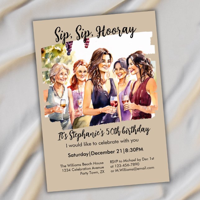 Funny Fall Wine Tasting Woman's 50th Birthday Invitation (Creator Uploaded)