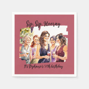 Funny Fall Wine Tasting Woman's 50th Birthday Napkin