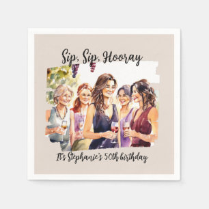 Funny Fall Wine Tasting Woman's 50th Birthday Napkin