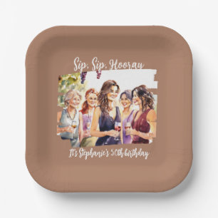 Funny Fall Wine Tasting Woman's 50th Birthday Paper Plate