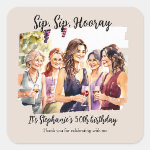 Funny Fall Wine Tasting Woman's 50th Birthday Square Sticker