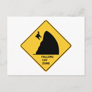 Funny Falling Cat Zone Sign Post Card