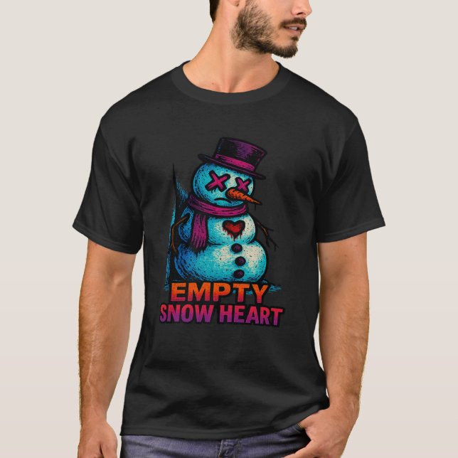 Funny Family Christmas Empty Snow Heart Snowman Pr T-Shirt (Front)