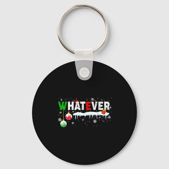 Funny Family Christmas Pajamas Matching Whatever  Keychain (Front)