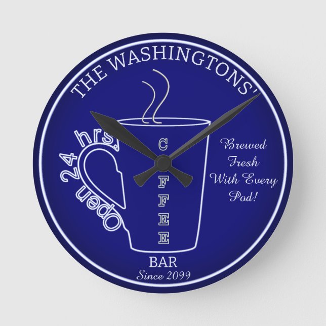 Funny Family Coffee Bar Wall Clock (Front)