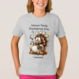 Funny Family Dinner "I Survived." Thanksgiving T-Shirt