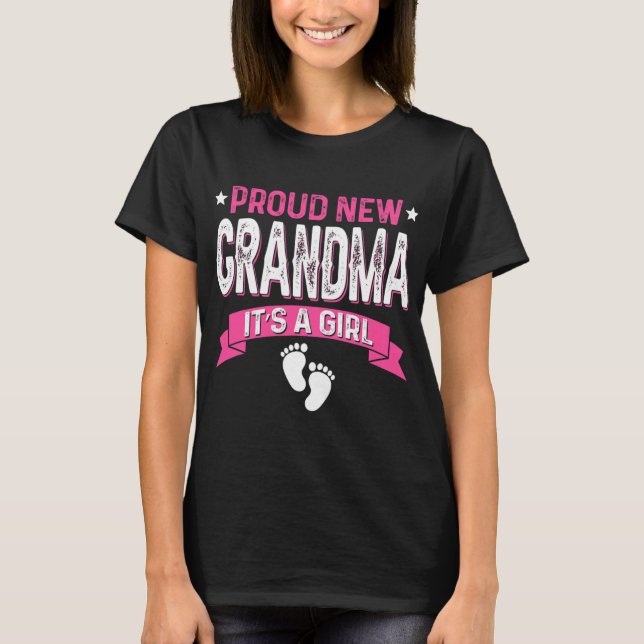 Funny Family Gender Reveal Proud New Grandma It's  T-Shirt (Front)