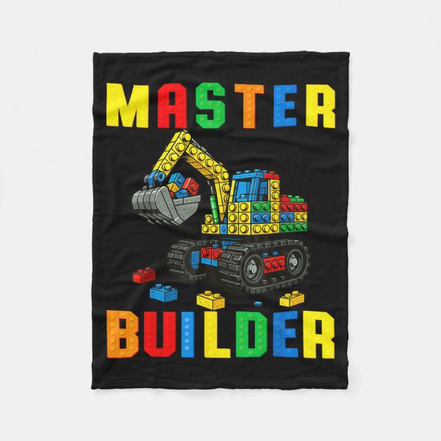 Funny Family Master Builder Building Bricks Blocks Fleece Blanket (Front)