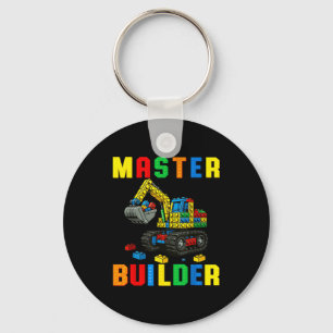 Funny Family Master Builder Building Bricks Blocks Keychain