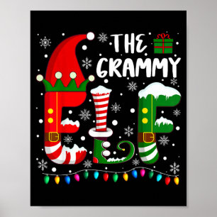 Funny Family Matching Pajamas Grammy Elf Christmas Poster