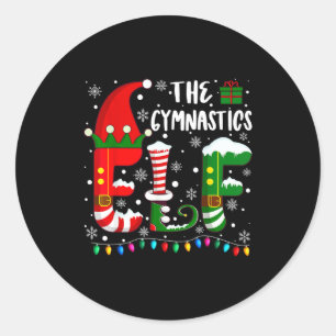 Funny Family Matching Pajamas Gymnastics Elf Chris Classic Round Sticker