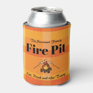 Funny Family Name Fire Pit Personalized Can Cooler